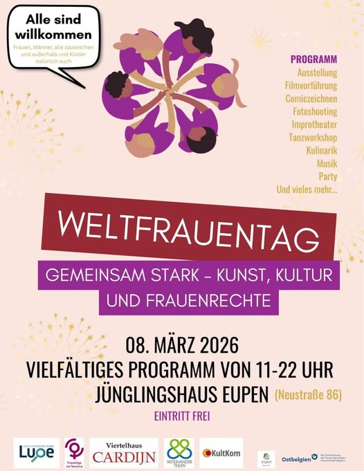 Weltfrauentag – 08. März – 11-22 Uhr – Jünglingshaus Eupen